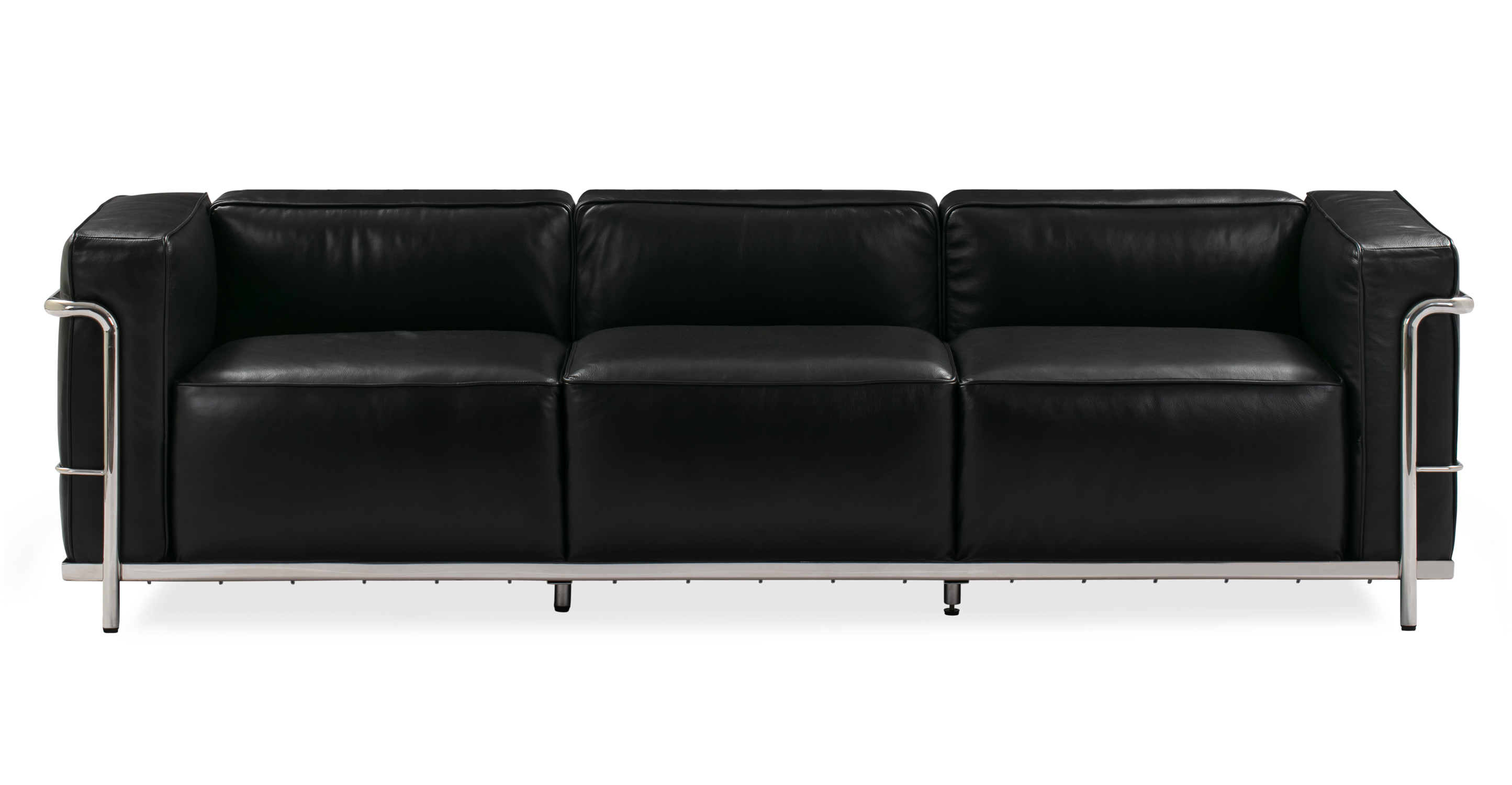 Roche iconic sofa, three large single seat cushions. Three back cushions and two arm cushions. Exposed silver frame.