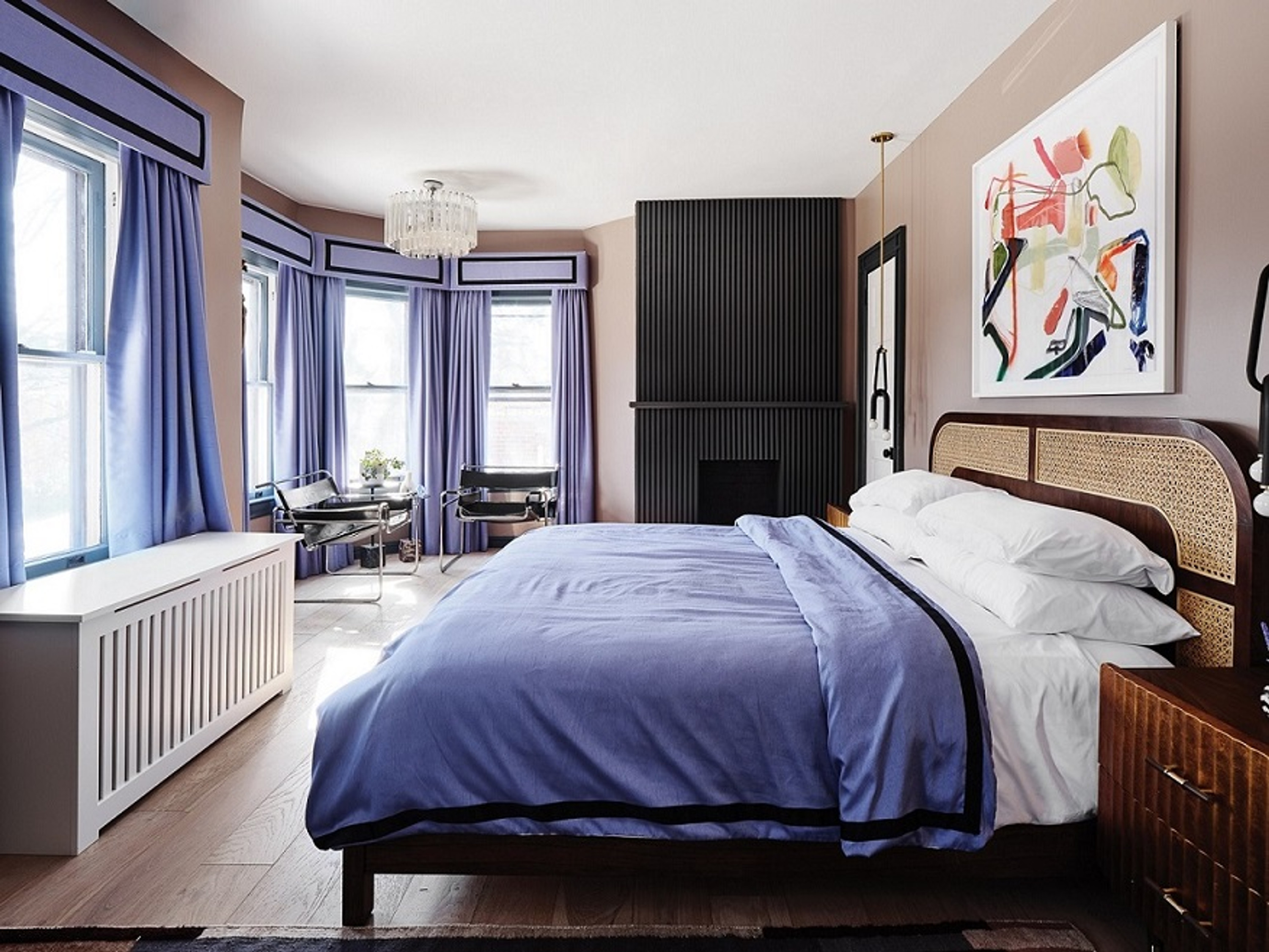 	Natalie Rebuck's Master Bedroom with Kardiel leather chairs
