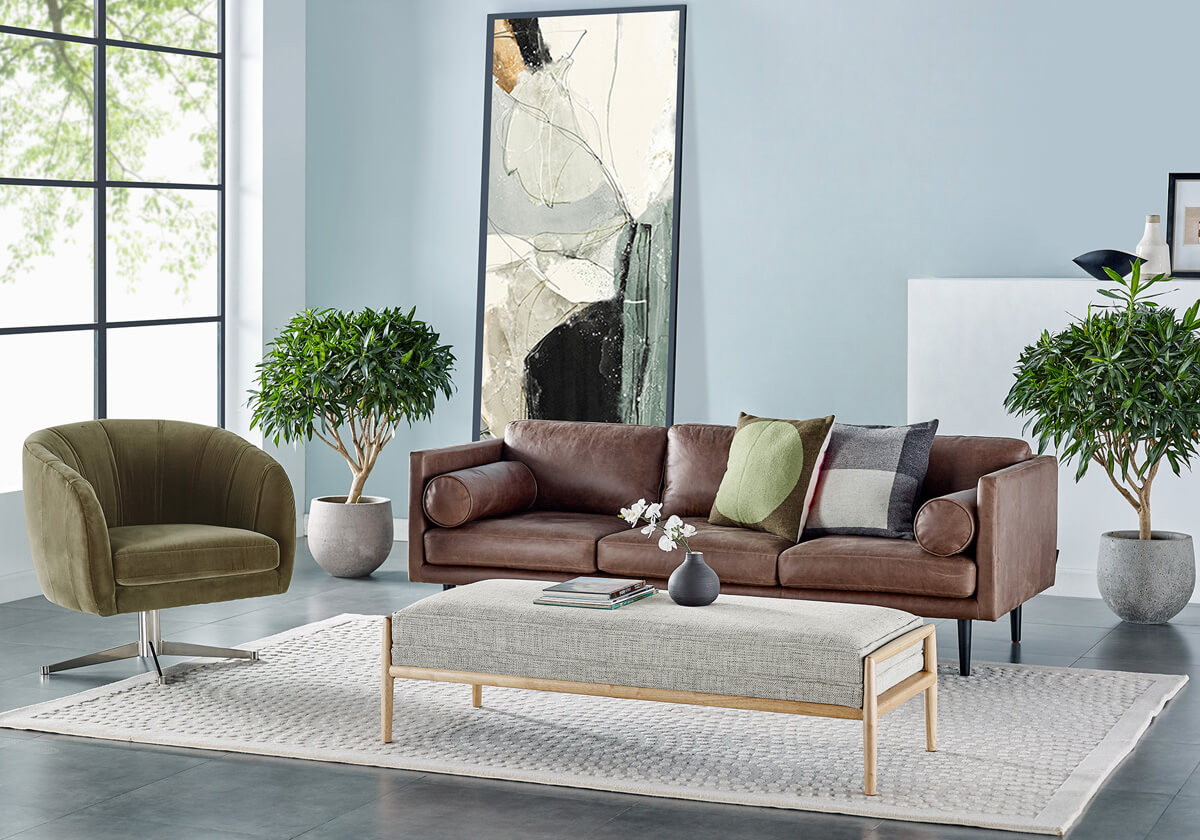 Spectre Crescent Fritz 3 Seater Leather Sofa