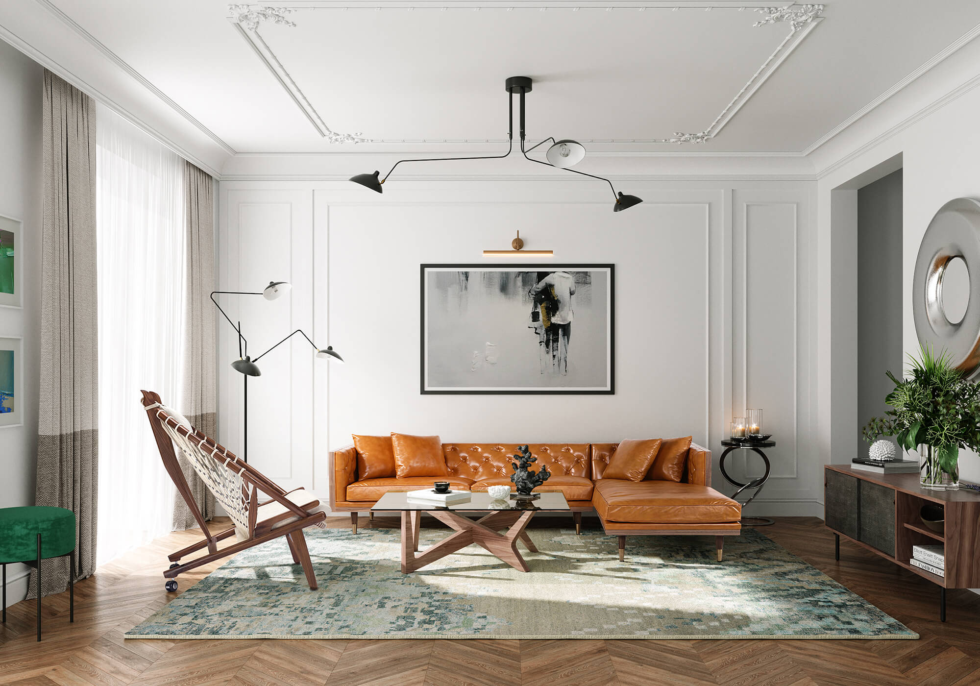 Woodneo Hoop Dream Dot Crossbow 4 Mid Century Modern Sofa