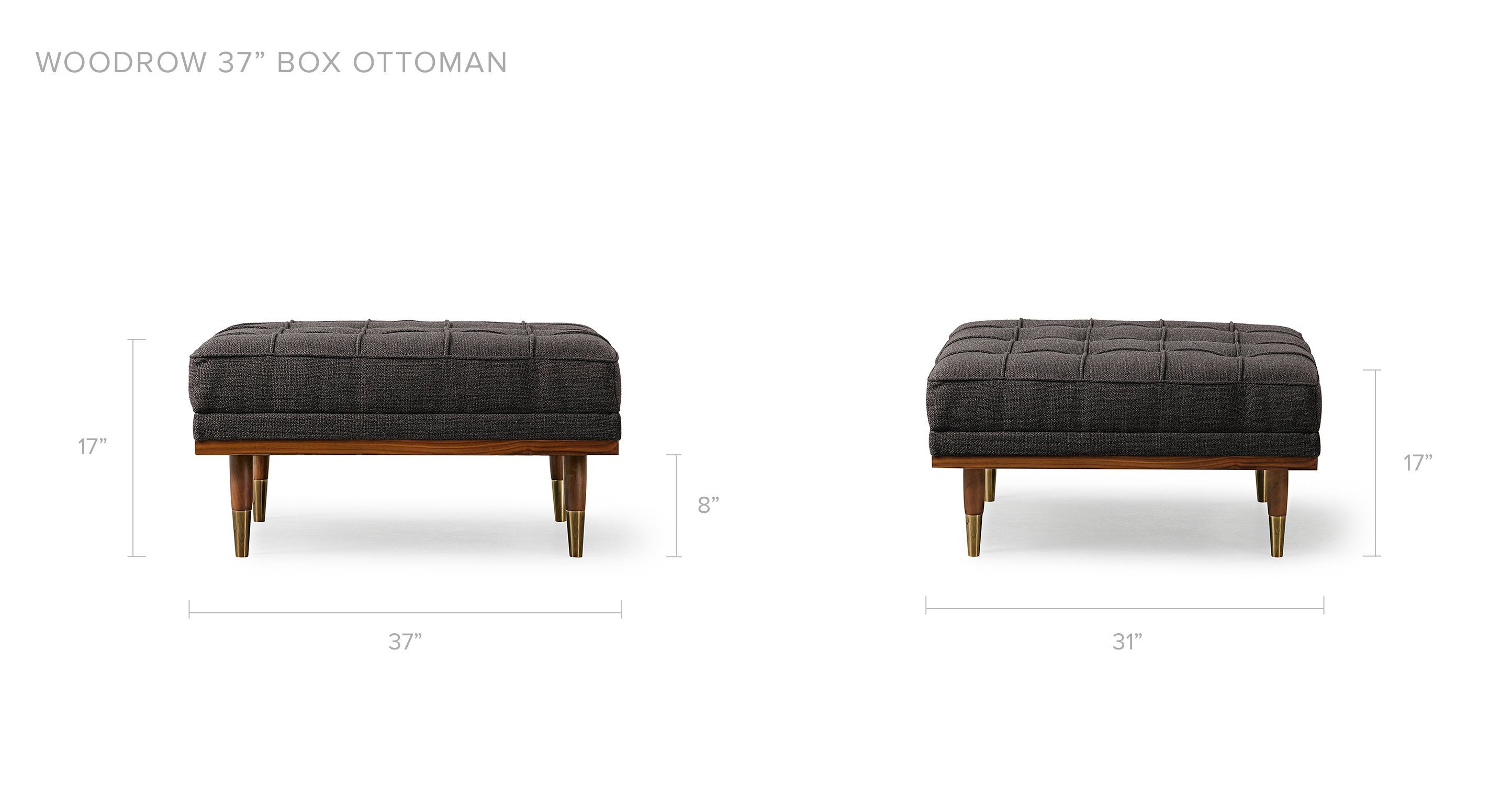 Woodrow Ottoman Fabric Chair Walnut Dior Grey