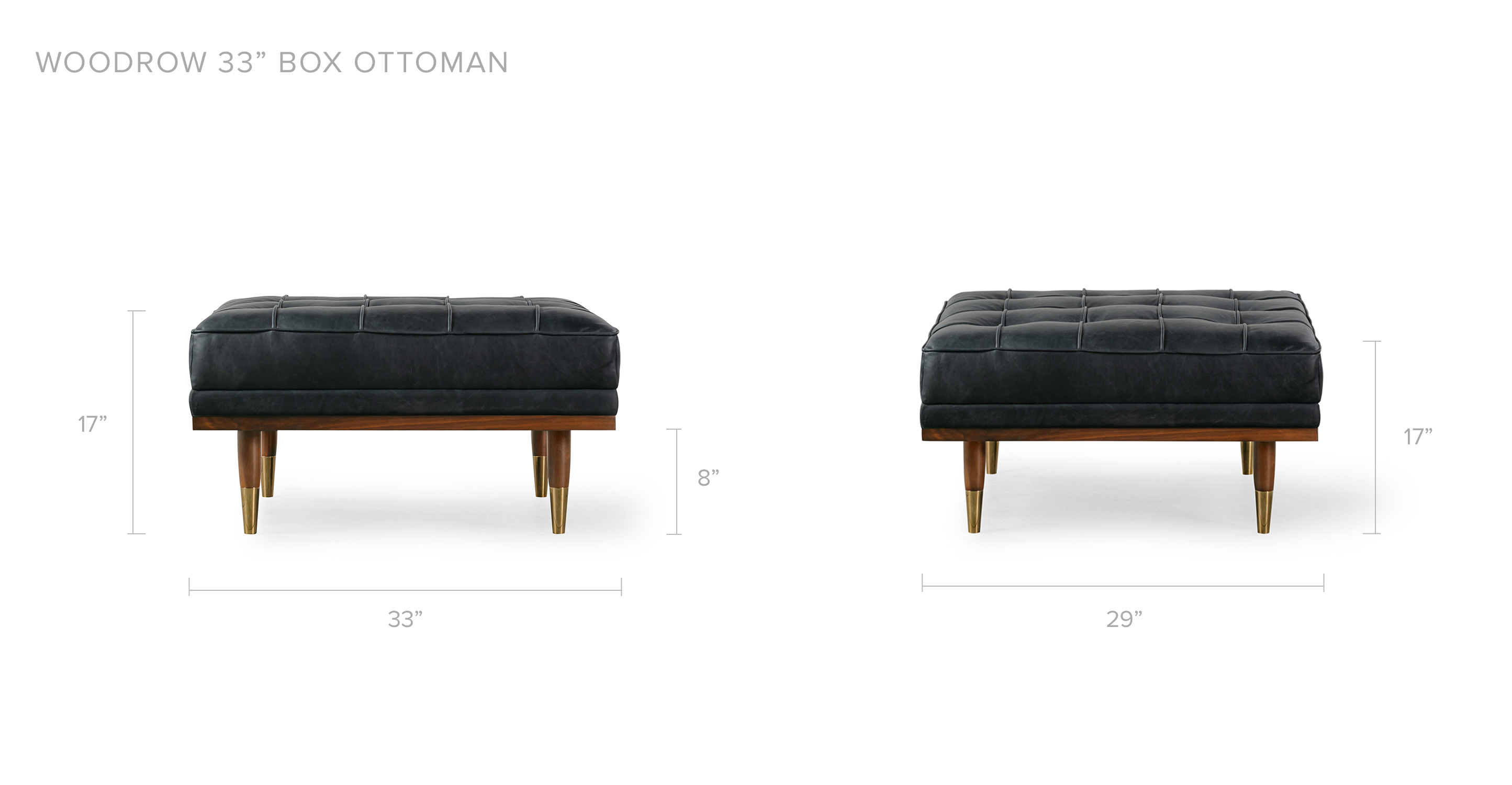 Woodrow Ottoman Leather Chair Walnut Black
