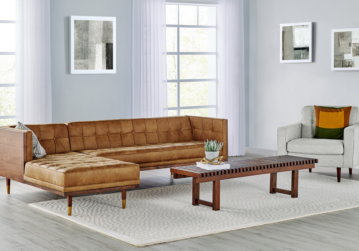 Woodrow 4 Eleanor 1 Slat Modern Sectional Sofa